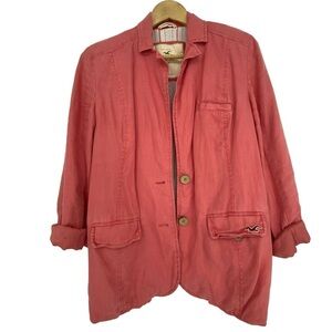 Hollister linen pink business casual blazer jacket women's size large